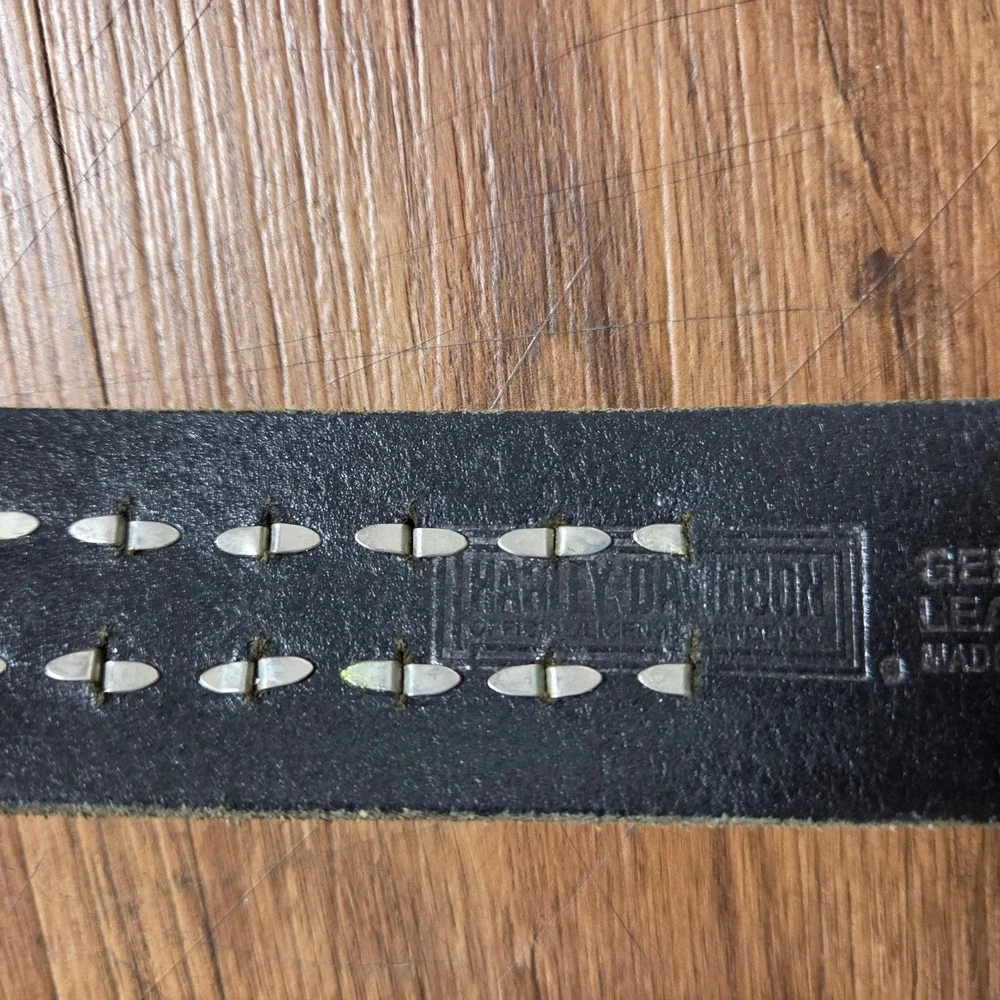 Harley Davidson Studded Leather Belt 30 Shield Logo Buckle USA Moto Bikercore